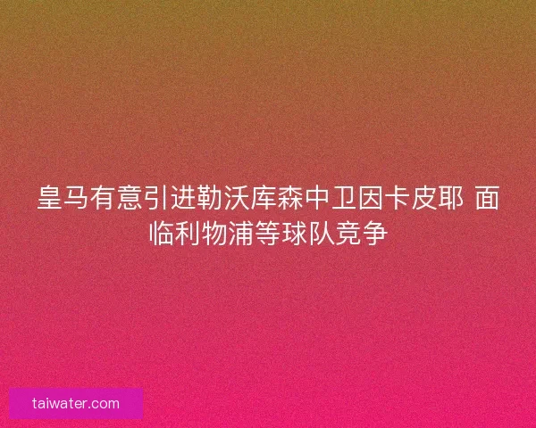 皇马有意引进勒沃库森中卫因卡皮耶 面临利物浦等球队竞争 皇马有意引进勒沃库森中卫因卡皮耶 面临利物浦等球队竞争
