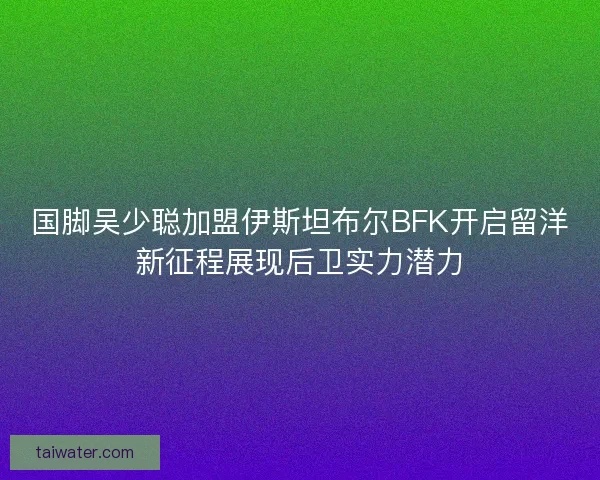 国脚吴少聪加盟伊斯坦布尔BFK开启留洋新征程展现后卫实力潜力