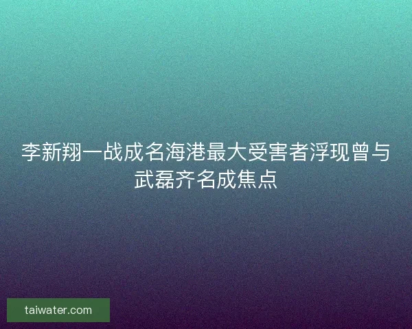 李新翔一战成名海港最大受害者浮现曾与武磊齐名成焦点 李新翔一战成名海港最大受害者浮现曾与武磊齐名成焦点